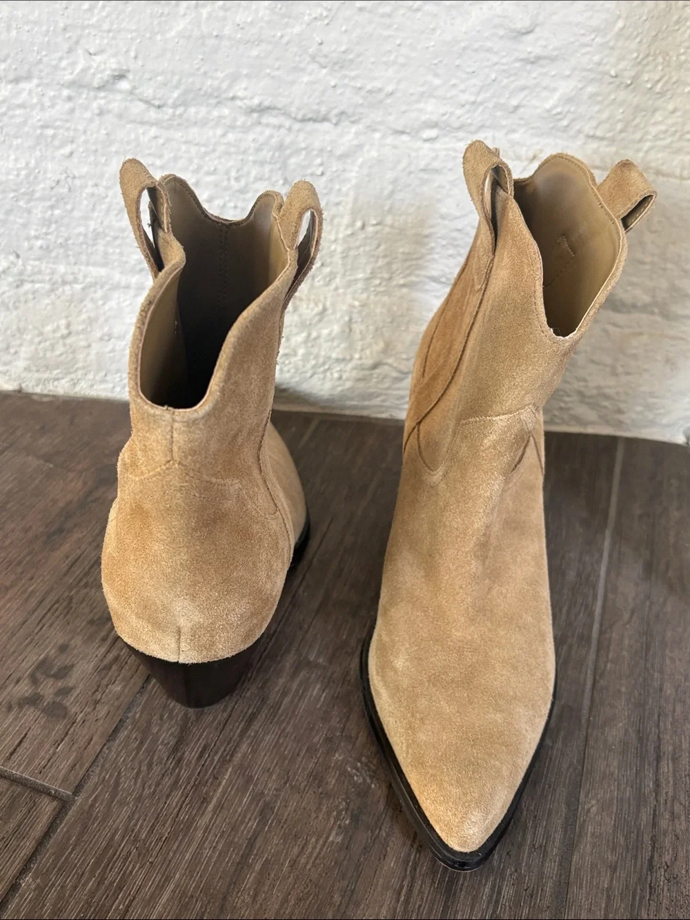 Marc Fisher Suede Pointed Western Booties - Tan